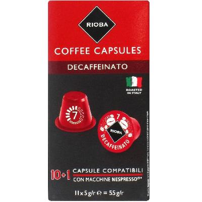 Кофе в капсулах "RIOBA" Decaffeinato, 10+1, мол. 11*5 гр. кор.