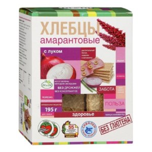 Хлебцы амарантовые с луком б/глютена 100 гр. _