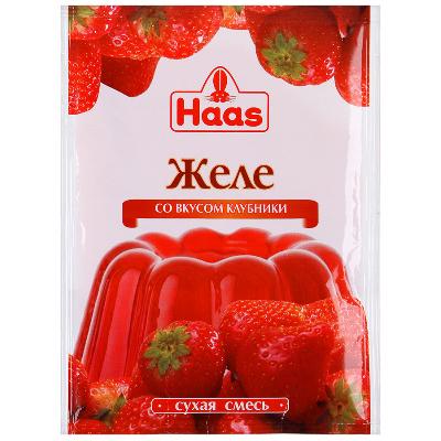 Желе "HAAS" Десертное клубника 50 г. пак.