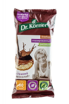 Хлебцы "Dr. Korner" Рисовые с темным шок. 67 гр. уп.