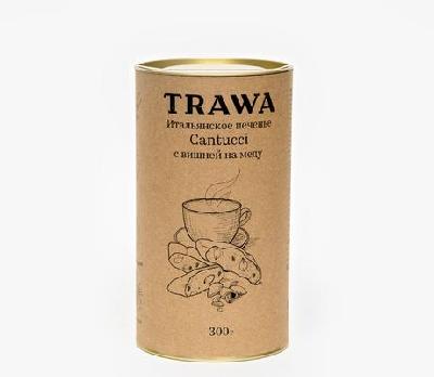 Печенье "ТRAWA" кантуччи с вишней на меду 300 гр. ж/б.