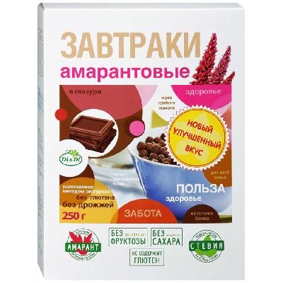 Завтраки амарантовые с темным шок. б/глютена 250 гр. _
