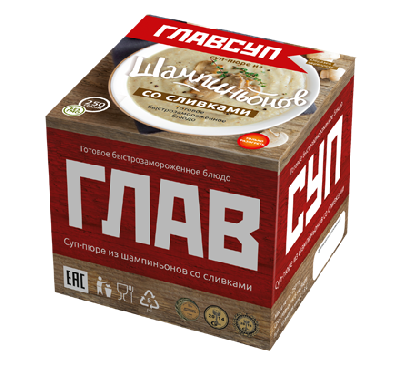 Суп "ГЛАВСУП" из шампиньонов со сливками 250 гр. кор.