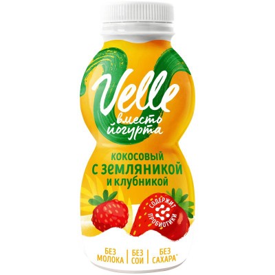 Напиток "ВЕЛЛЕ" Кокосовый с земляникой и клубникой 250 гр. пл/б.