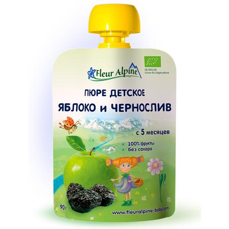 Пюре "FLEUR ALPINE" Яблоко-Чернослив с 4 мес. 90 гр. дойпак _