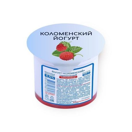 Йогурт "КОЛОМЕНСКОЕ" Термостат. Земляника 3% 130 гр. пл/ст.