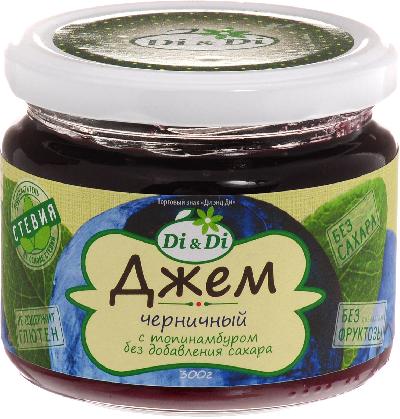 Джем "DI&DI" Черничный со стевией б/сахара 300 гр. ст/б.