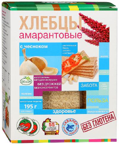 Хлебцы "DI&DI" Амарантовые с чесноком 195 гр. уп. _ _ _ _