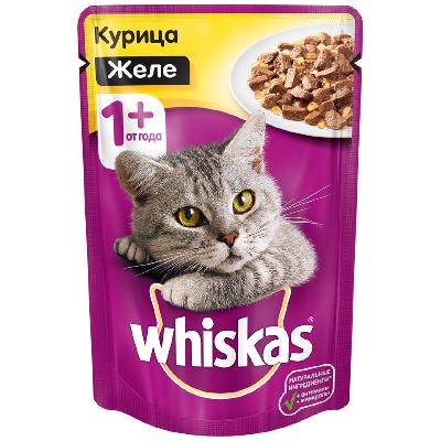 Корм д/ кошек "Whiskas" Желе с курицей 75 гр. пак.