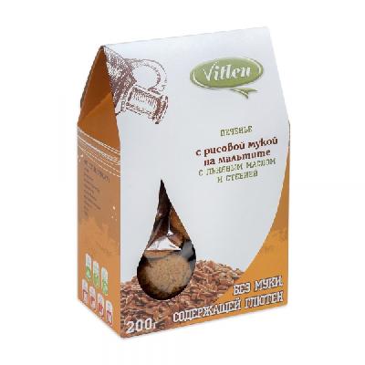 Печенье "VITLEN" с рис. мукой на мальтите, со стевией 200 гр. кор. 5304