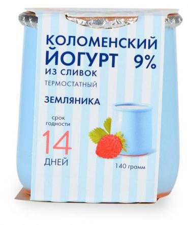 Йогурт "КОЛОМЕНСКОЕ" термостатный земляника 5% 140гр.    керам/ст