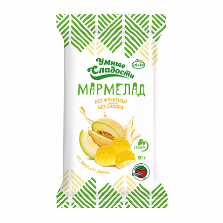 Мармелад "УМНЫЕ СЛАДОСТИ" Дыня со стевией 80 гр. уп.