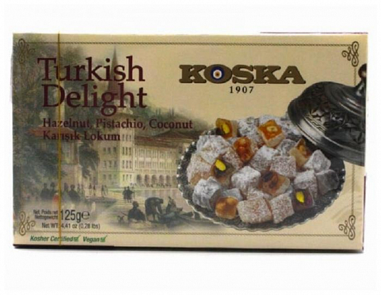 Рахат-лукум "KOSKA" с фундуком, фисташками, кокосом 125 гр. кор. 13863