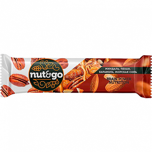 Батончик "NUT & GO" Миндаль, пекан, карамель, соль   36 гр. уп. КВК335
