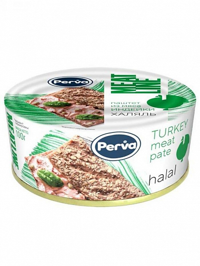 Паштет "PERVA" Meat Line Из мяса индейки Халяль 100 гр. ж/б.