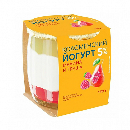 Йогурт "КОЛОМЕНСКОЕ" Малина, груша  5 % 170 гр. стекл/ст