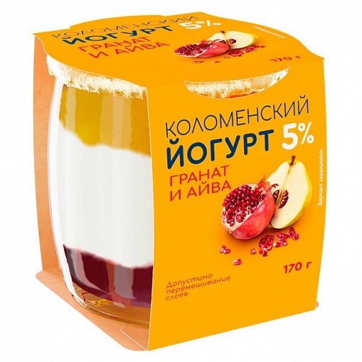 Йогурт "КОЛОМЕНСКОЕ" Гранат, айва   5% 170 гр. стекл./ст.