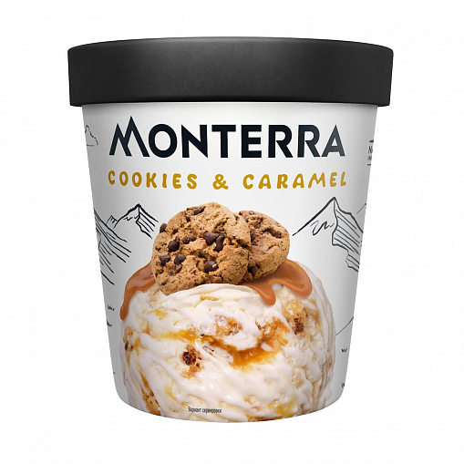 Мороженое "MONTERRA" Cookies & Caramel 480 мл. карт. стак.