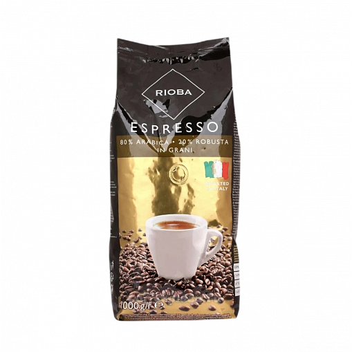 Кофе "RIOBA" Espresso 80% Arabica + 20% Robusta в зернах 1000 гр. пак.