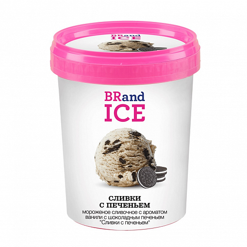 Мороженое "BRAND ICE" Сливки с печеньем 600 гр. ванна