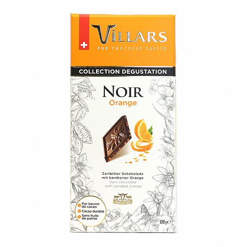 Шоколад "VILLARS" Noir темн. с цукатами апельсина 100 гр.