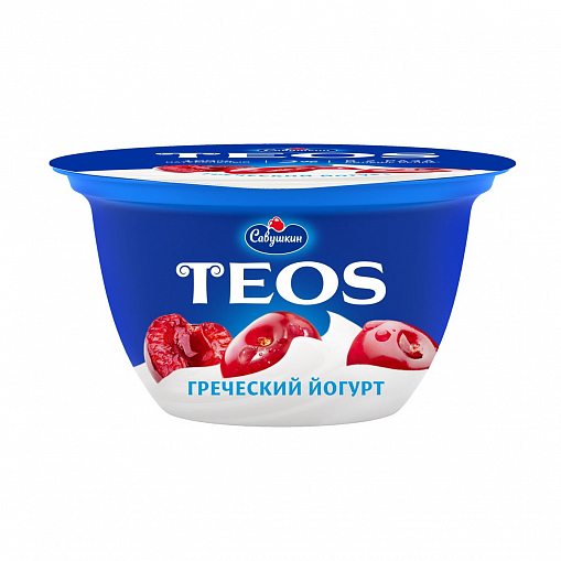 Йогурт "САВУШКИН" TEOS греческий вишня 2% 140 гр. пл/б.