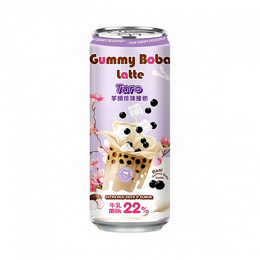 Напиток "O`S" Bubble Gummy Boda Latte Taro 470 мл. ж/б.