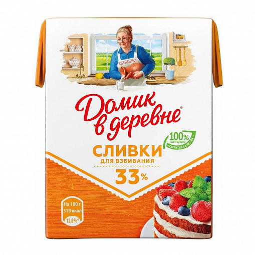 Сливки "ДОМИК В ДЕРЕВНЕ" Стерилиз. 33% 200 гр. т/пак.