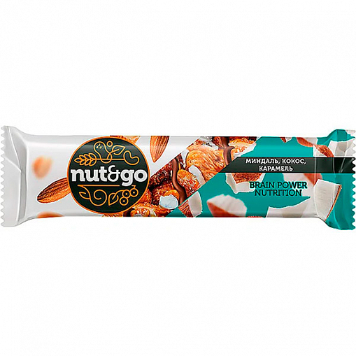 Батончик "NUT & GO" Миндаль, кокос, карамель   36 гр. уп. КВК336