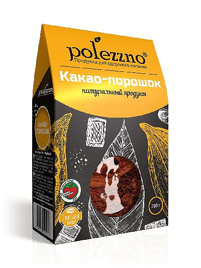 Какао-порошок "POLEZZNO" натур. 200 гр. кор. KP200956