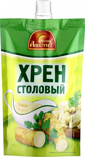 Хрен "РУССКИЙ АППЕТИТ" столовый   120 мл. д/пак.