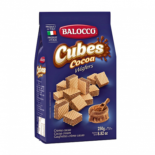 Вафли "BALOCCO" С кремом какао, кубики 250 гр. пак. 2276