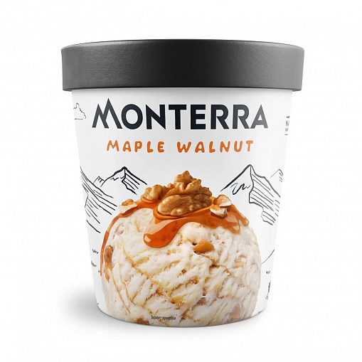 Мороженое "MONTERRA" пломбир, клен. сироп и гр. орех 480 мл. стак.