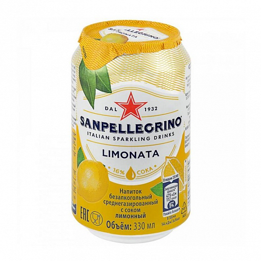 Напиток "SANPELLEGRINO" с соком лимона газ. 330 мл. ж/б. 3531