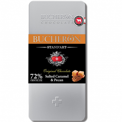 Шоколад "BUCHERON" Standart Горький 72% сол.кармель и пекан 100 гр. ж/б. 3334