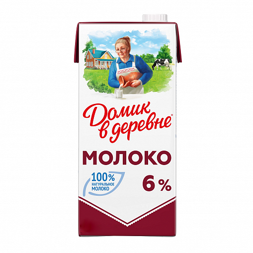 Молоко "ДОМИК В ДЕРЕВНЕ" Коровье 6 % 0,95 л. т/пак