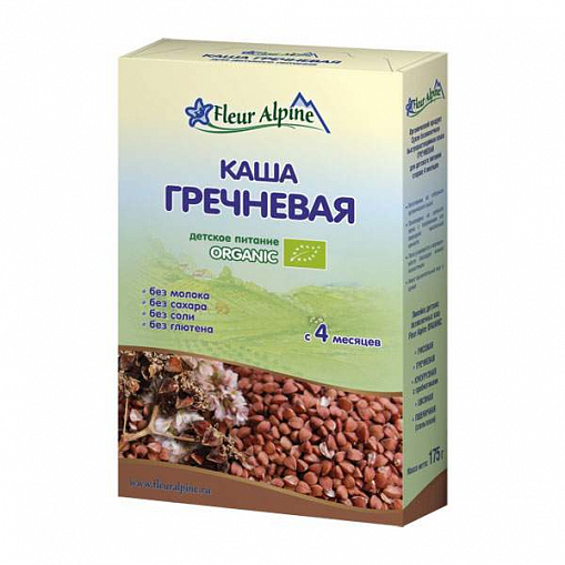 Каша "FLEUR ALPINE" Органик Гречневая гипоаллерг. безмолоч. с 4 мес. 175 гр. кор. _