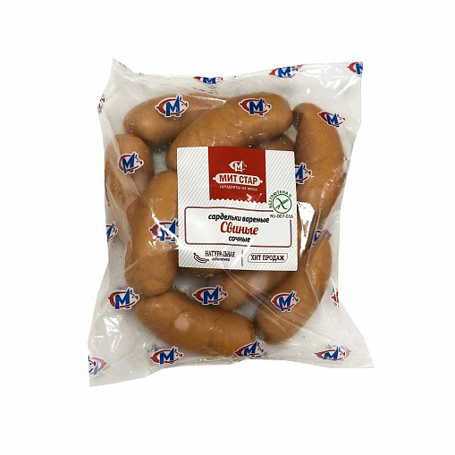 Сардельки "МИТ СТАР" без глютена Свиные Сочные, вар. вес.