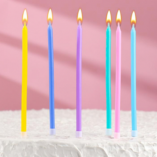 Свечи в торт "СТРАНА КАРНАВАЛИЯ" С днем рождения! коктейльные высокие 6 шт. 2919647