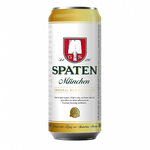 Пиво "ШПАТЕН" Мюнхен Хеллес светлое   5,2% 0,45 л. ж/б.