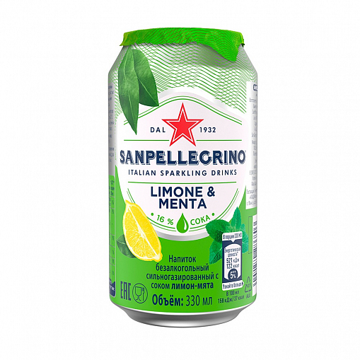 Напиток "SANPELLEGRINO" с соком Лимон-мята газ. 330 мл. ж/б.
