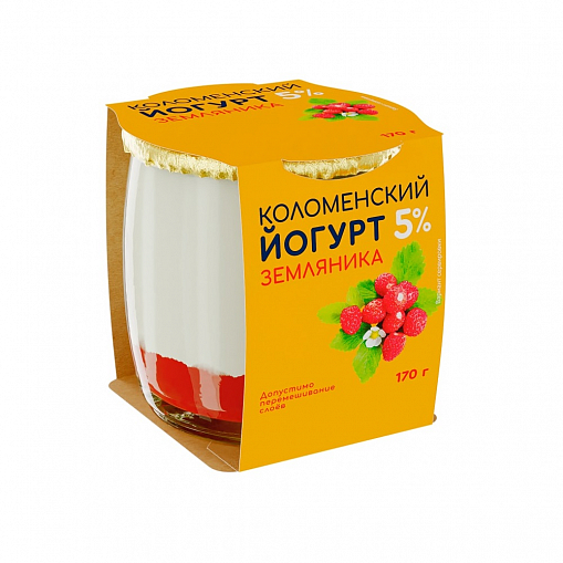 Йогурт "КОЛОМЕНСКОЕ" Земляника 5 % 170 гр. стекл/ст