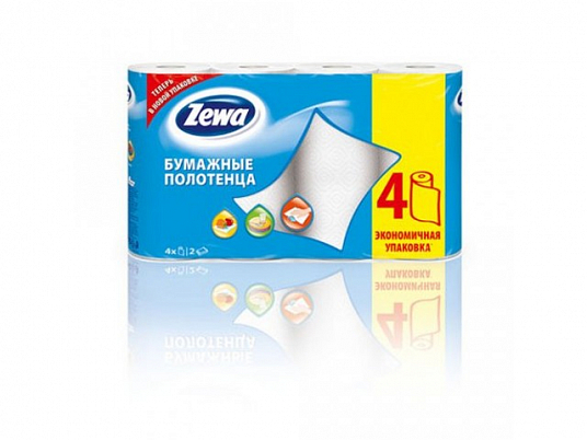 Полотенца бумажные "ZEWA" 2-сл. 4 рул. уп.
