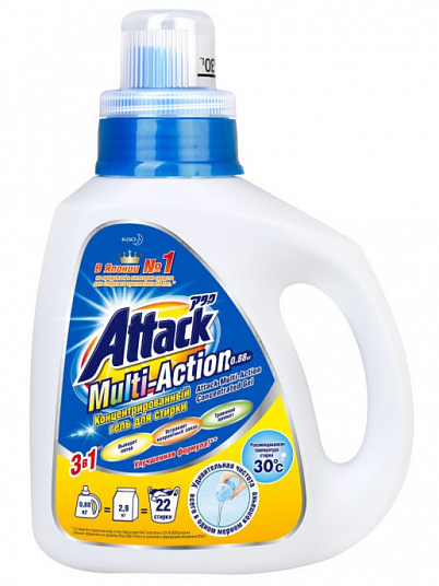 Гель для стирки "ATTACK" Multi-Action Концентр. 880 гр. пл/б. 7430408