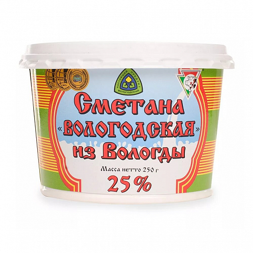 Сметана "ВОЛОГОДСКАЯ" _ 25 % 250 гр. пл/б