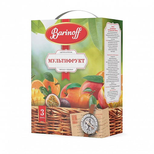Напиток "BARINOFF" _ Мультифрукт сокосодержащий 3 л. кор.