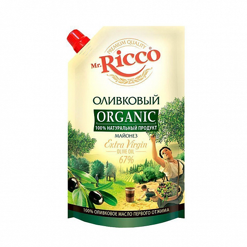Майонез "МИСТЕР РИККО" Organic Оливковый 67% 400 мл. пак.