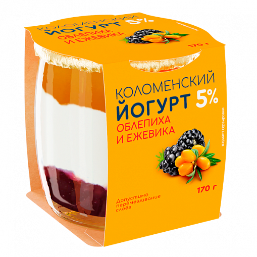 Йогурт "КОЛОМЕНСКОЕ" Облепиха, ежевика   5% 170 гр. стекл./ст.
