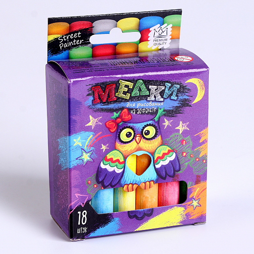 Мелки цв. "DANKO TOYS" д/рис. на асфальте, 18 цв. 9645560