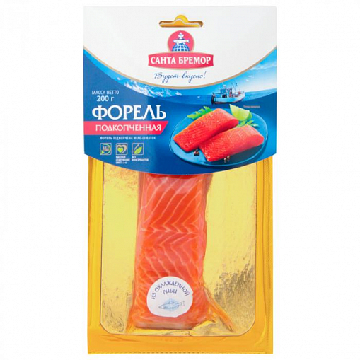 Форель "САНТА БРЕМОР" филе-кусок подкопч. 200 гр. уп.